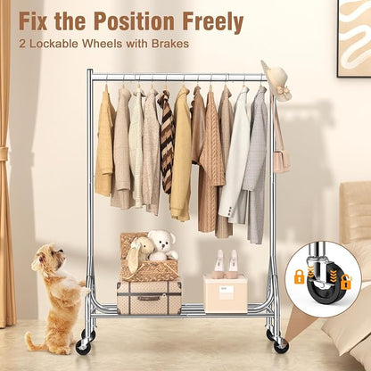 EAGMAK Heavy Duty Clothes Rack Load 420 LBS, Rolling Garment Rack - Image 7
