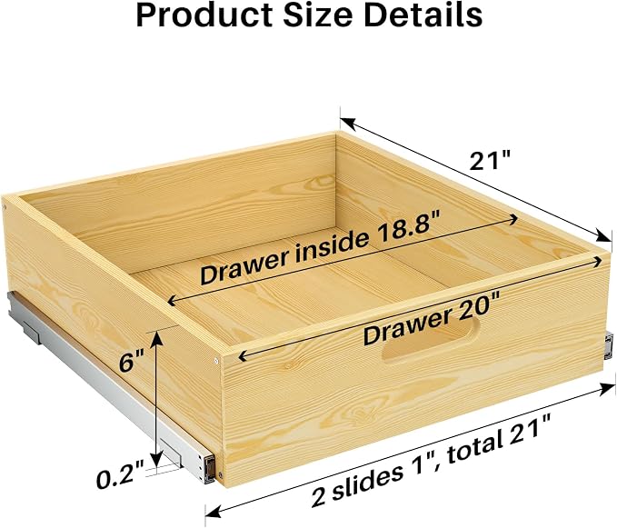 Pull Out Cabinet Organizer, Soft Close Slide Out Solid Wooden Drawers, Heavy - Image 2