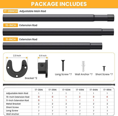 Closet Rods for Hanging Clothes, 17-53 Inch No-Cut Stepless Adjustable Closet - Image 4