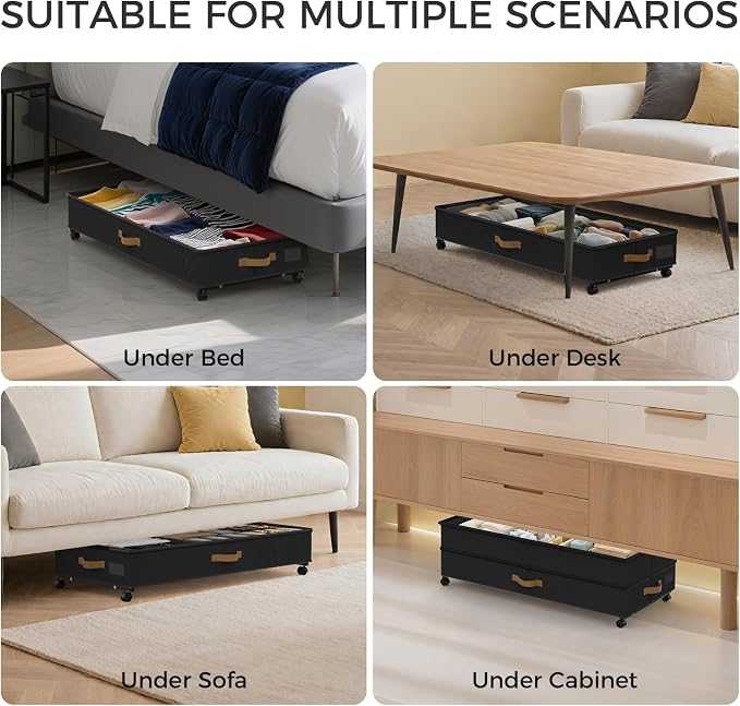 Under Bed Storage with Wheels 4-Pack, 75L XXL Under the Bed Storage Containers - Image 7