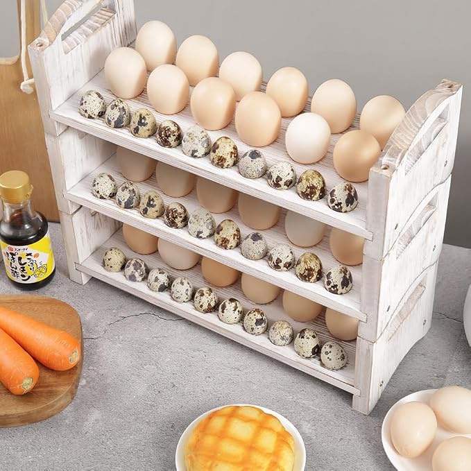 Wooden Egg Holder 3 Layer Fresh Egg Rack Holders Countertop Stackable Quail Egg by PrimRend
