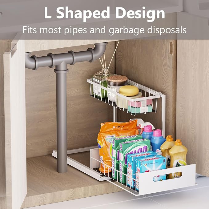 Ceetug Slide Out Under Sink Organizers and Storage, 2 Pack | 2 Tier, Sturdy - Image 2