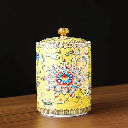 Enamel Ceramic Tea Caddy Tea Canister Tea Storage Container Tins Jar - Image 2