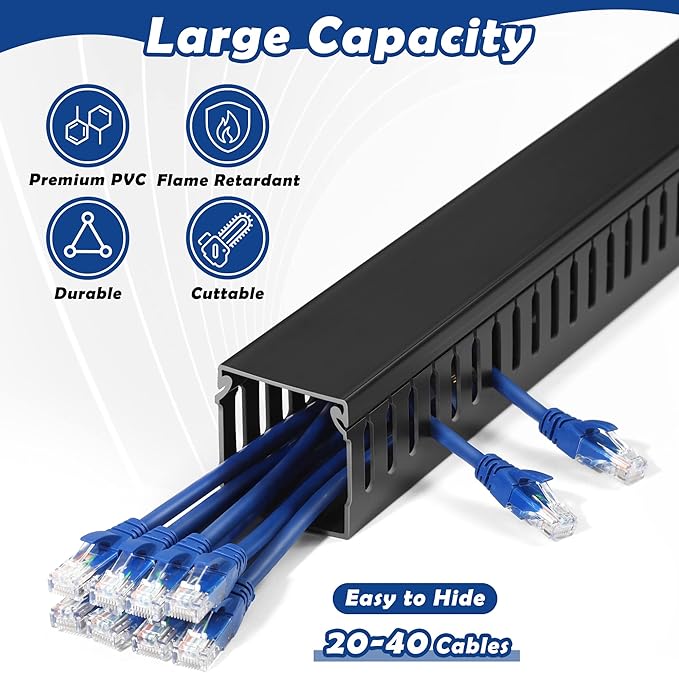 ZhiYo 2x2inCable Raceway, 6.6ft Server Rack Cable Management Under Desk Cord - Image 3