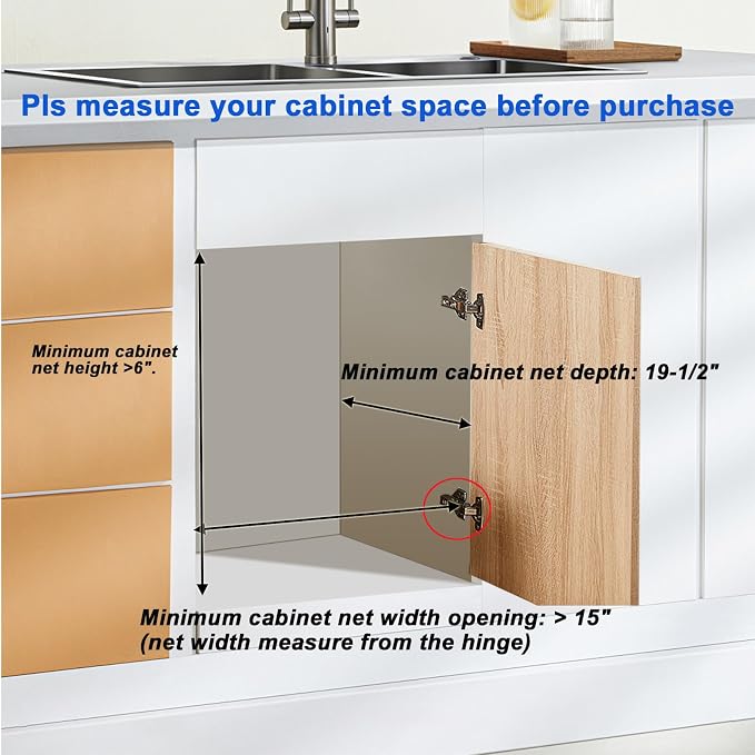 DINDON Pull Out Cabinet Organizer 1 Tier, Single Tier Oak Wood Under Cabinet - Image 5