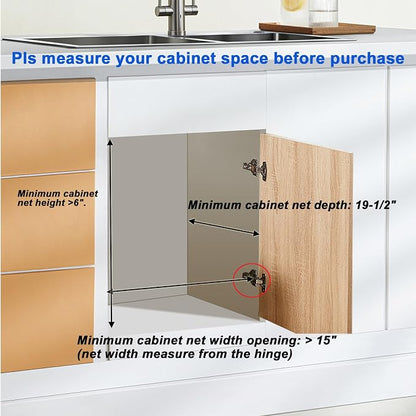 DINDON Pull Out Cabinet Organizer 1 Tier, Single Tier Oak Wood Under Cabinet - Image 5