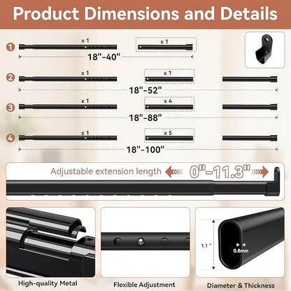 Oval Closet Rod 18-52 Inch Adjustable Closet Rods - Image 2