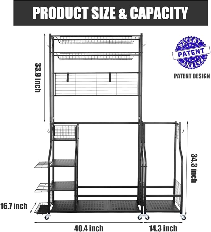 Mythinglogic Golf Bag Storage Garage Organizer, 2 Golf Bags Storage Stand and - Image 7