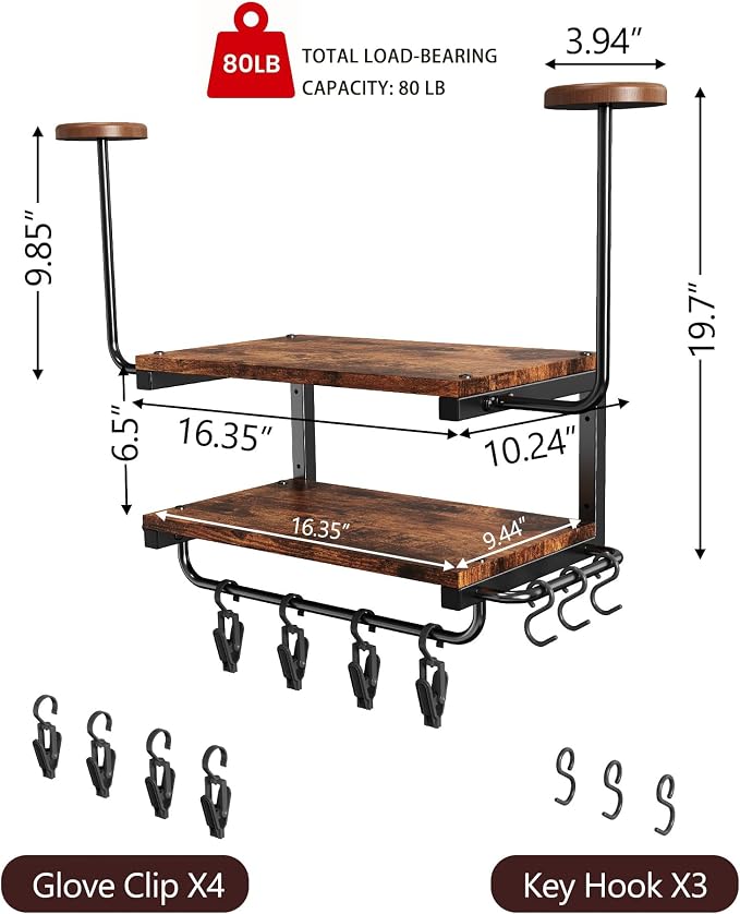 Motorcycle Helmet Holder Wall Mount, 2-Tier Helmet Rack - Image 6