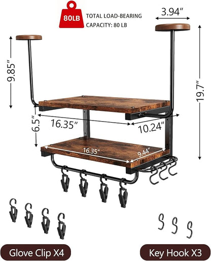 Motorcycle Helmet Holder Wall Mount, 2-Tier Helmet Rack - Image 6