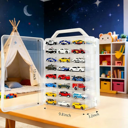 Clear Double-Sided Toy Car Display Storage Case, 48 Compartments - Image 2