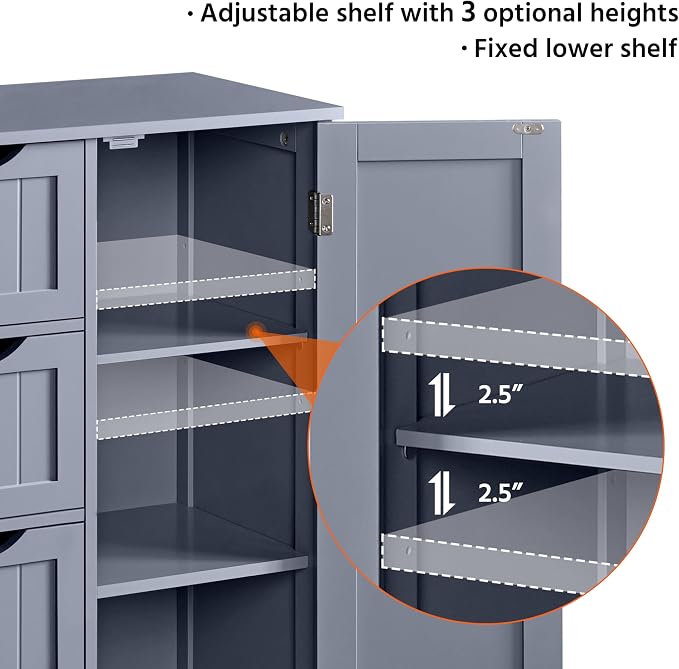 Yaheetech Large Bathroom Storage Cabinet, Freestanding Floor Cabinet - Image 8