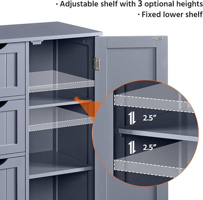 Yaheetech Large Bathroom Storage Cabinet, Freestanding Floor Cabinet - Image 8