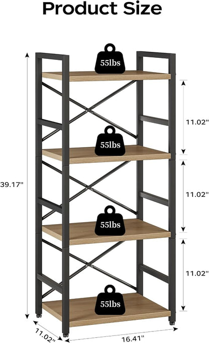 Bookshelf, Kid's Bookshelf, 4 Tier Small Bookcase, Metal Small Bookcase - Image 3