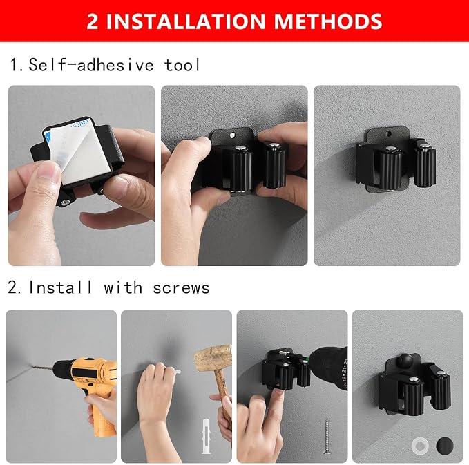 Broom Holder Wall Mount 25 Pack Broom and Mop Organizer Wall Hanging Clamp Clip - Image 6