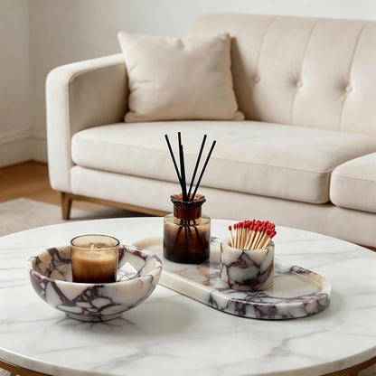 Luxury Natural Marble Catchall Bowl – Small 5.9-Inch Calacatta Viola Marble - Image 6
