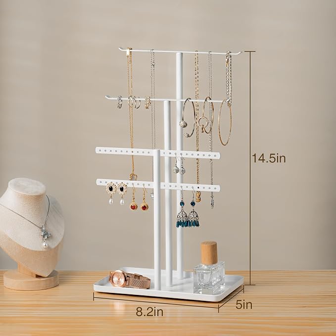 pickpiff Jewelry Stand Organizer, 14.5" Tall Sturdy Metal, 3-TierJewelry Holder - Image 4