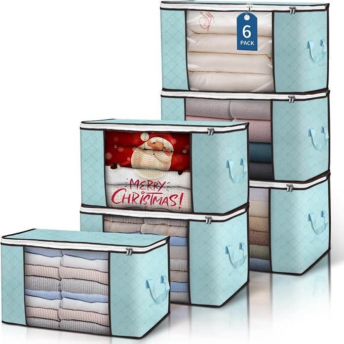 Budding Joy 90 L Large Storage Bags, 6 Pack Clothes Storage Bins Foldable by BuddingJoy-BuildaJoyfulLifeforYou
