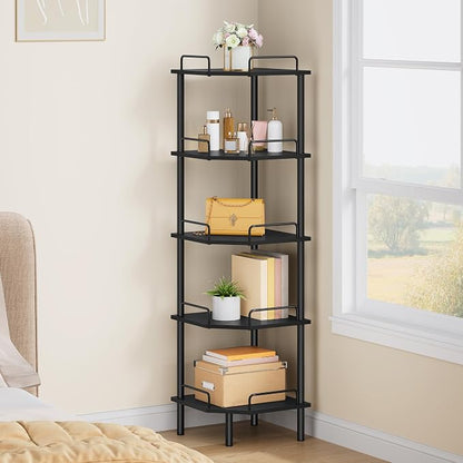 Tajsoon 5 Tier Corner Shelf Stand, Standing Corner Shelf Unit, Industrial - Image 6