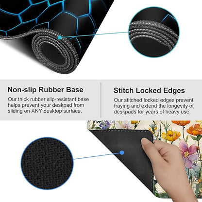 Gaming Mouse Pad – Large Extended Desk Mat35.43 x 15.75 in – Futuristic Black - Image 5
