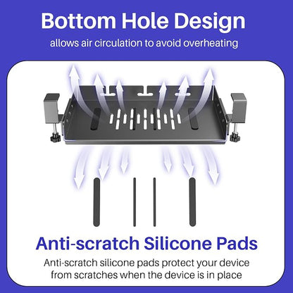 No Drill Under Desk Laptop Mount, Metal Under Desk Storage Shelf - Image 7