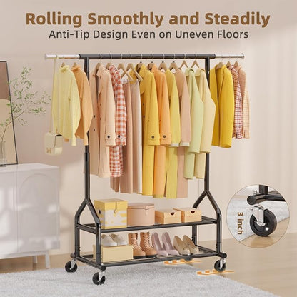 EAGMAK Heavy Duty Clothes Rack Load 556 LBS, Rolling Clothing Rack - Image 6