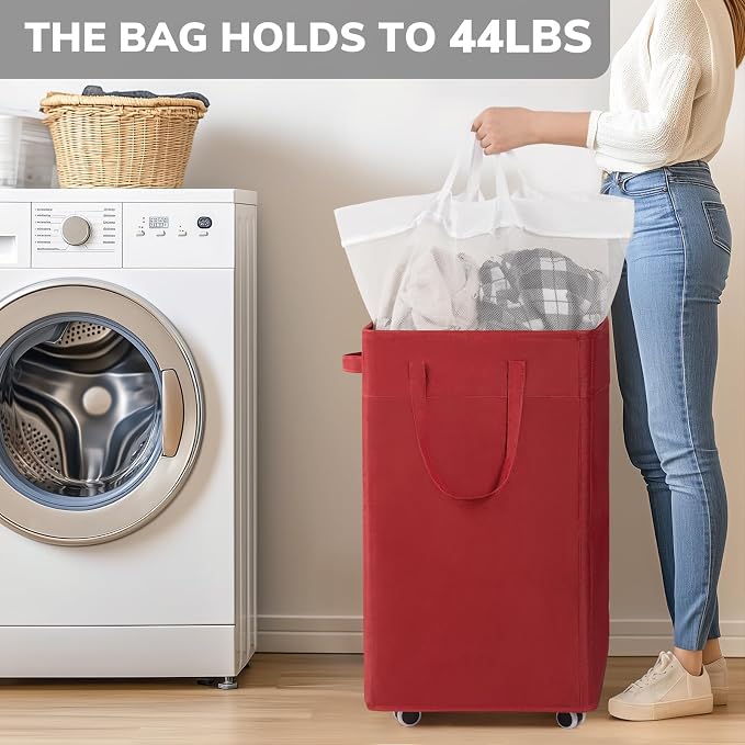 Goodpick Laundry Basket with Wheels, 75L Large Roolling Laundry Basket with - Image 6