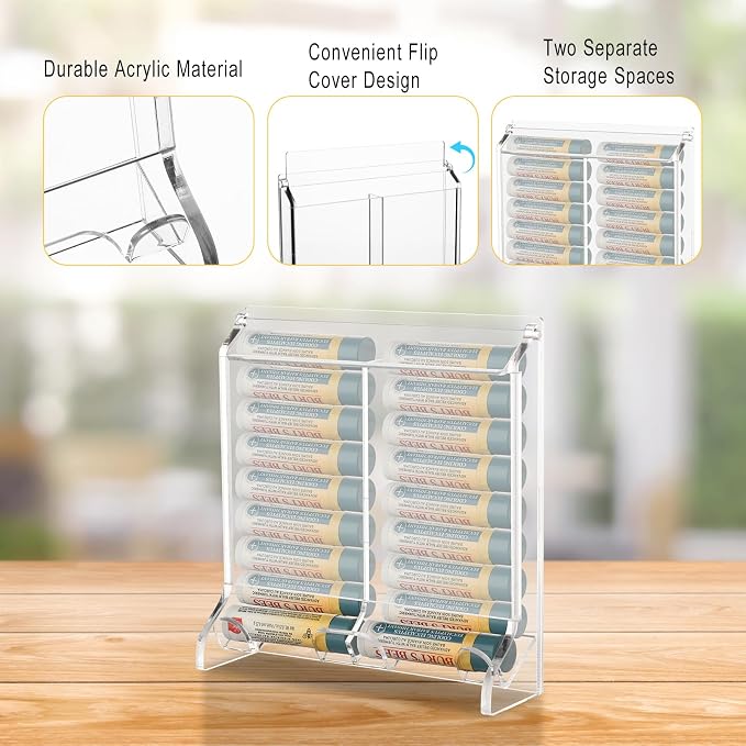Beautyflier Clear Acrylic Lip Balm Dispenser, Organizer Holder - Image 2
