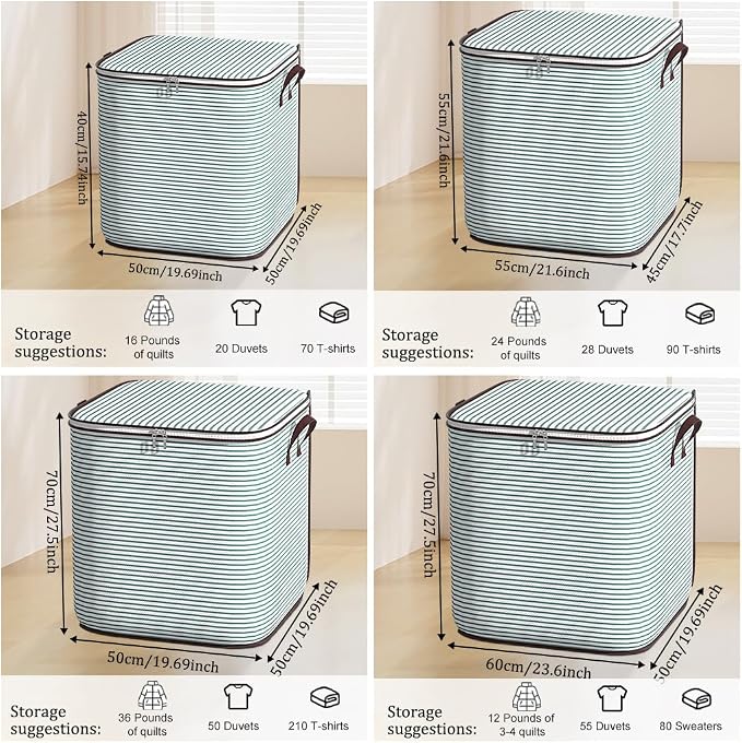 Large Clothes Storage Bins, 4 Pack Foldable Blanket Storage Bags, Storage - Image 4