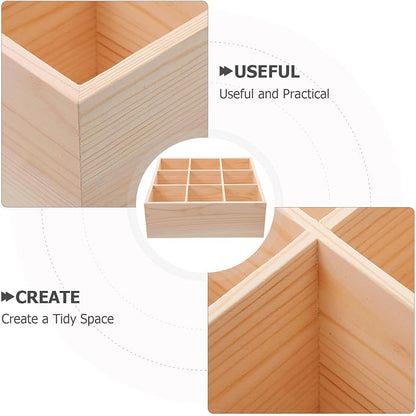 Abaodam Wooden Divided Storage Box 9-compartment Deep Drawer Organizer 8cm - Image 3