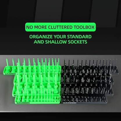 8PCS Socket Organizer Set, Socket Holder, 1/2" Metric & SAE Socket Tools Trays. - Image 6