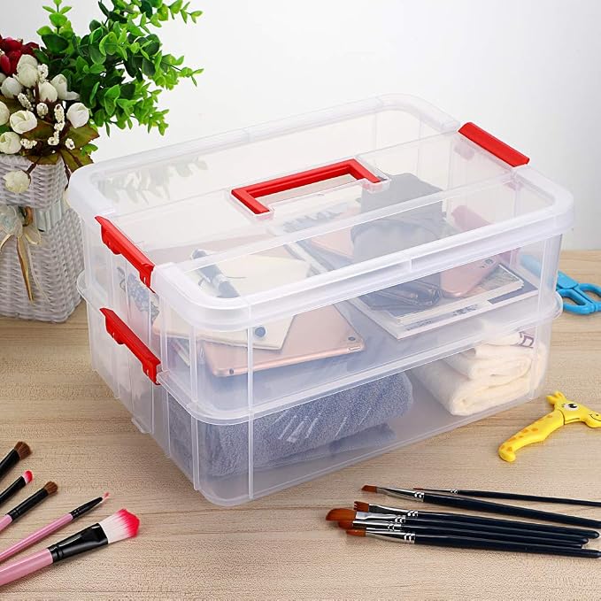 JUXYES 2-Tiers Stack Carry Storage Box - Image 6