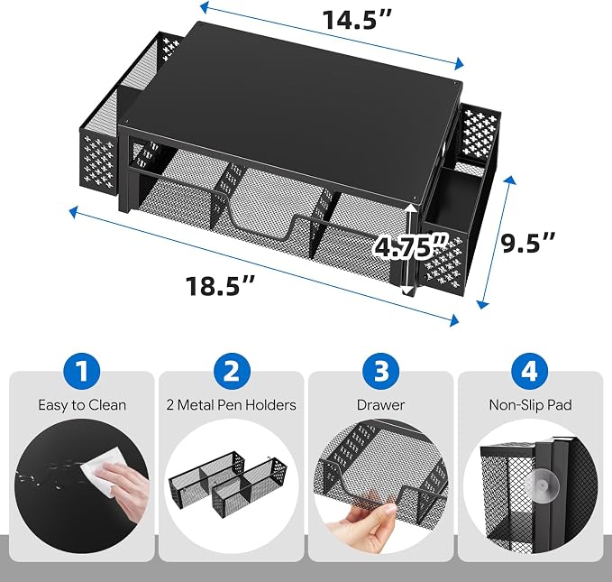 Simple Trending Desk Organizer and Accessories, 2-Tier Computer Monitor Stand - Image 3