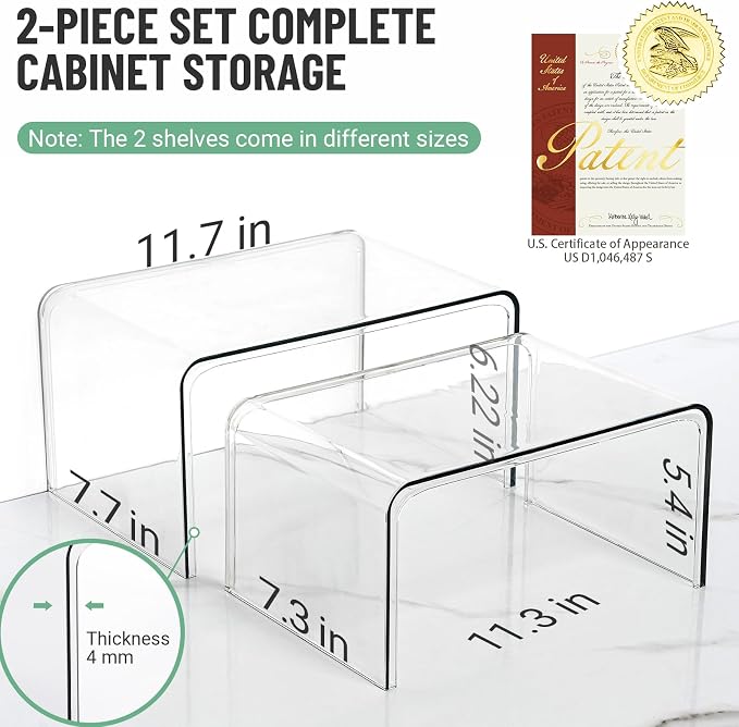 Bobomoment Clear Cabinet Organizer, Stackable Shelf Organizer Set of 2 | - Image 2