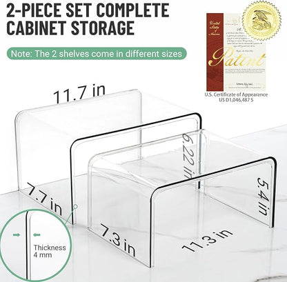 Bobomoment Clear Cabinet Organizer, Stackable Shelf Organizer Set of 2 | - Image 2