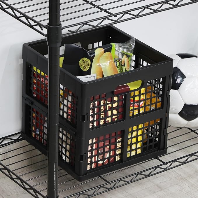Square Milk Crate, 18 L Plastic Stackable Utility Crate, 3 Pack | Black Plastic - Image 6