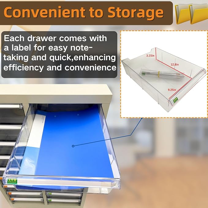 File Cabinet 18 Medium Transparent Drawers Vertical Home Office Storage Paper - Image 3