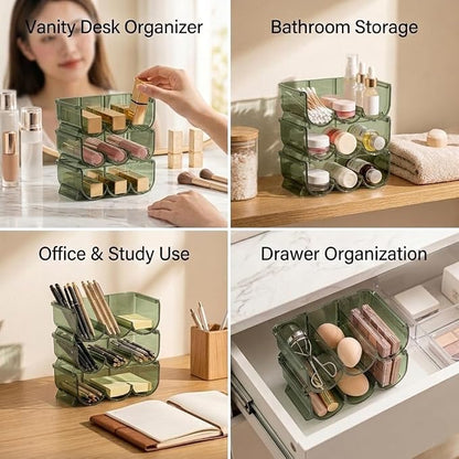 Green Stackable Lipstick Organizer Acrylic Cosmetic Display Case, 3-Tier - Image 6