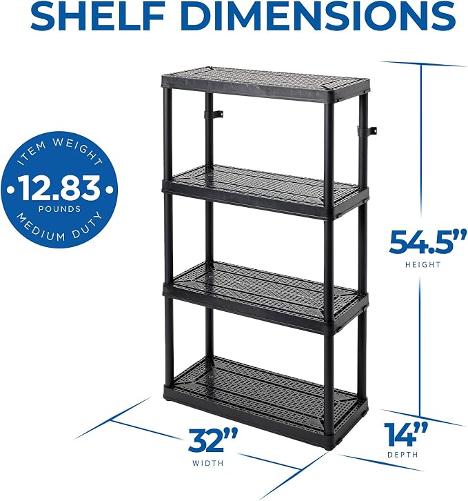 Gracious Living 4 Shelf Fixed Height Medium Duty Storage Unit 14 x 32 x 54.5 - Image 3