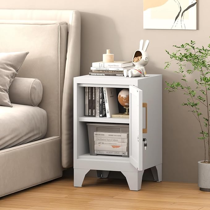 23.6" H White Metal Locker Nightstand - Image 2