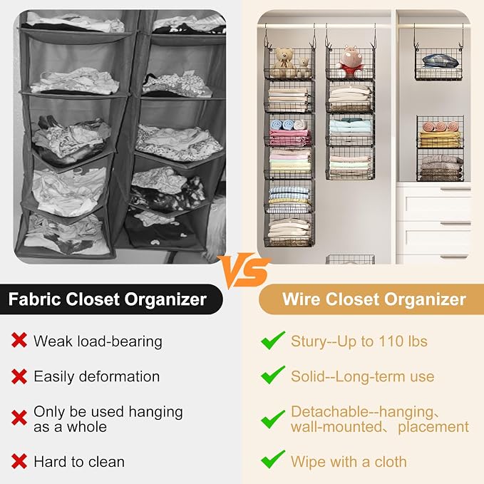 6 Tier Closet Hanging Organizer, Clothes Hanging Shelves - Image 5