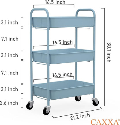 CAXXA 3-Tier Rolling Metal Storage Organizer - Image 2