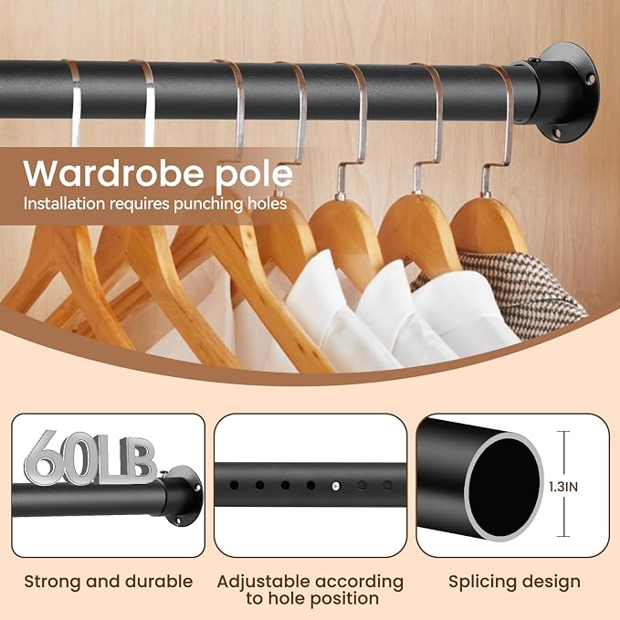 1.3 Inch Diameter Heavy Duty Closet Rods - Image 4