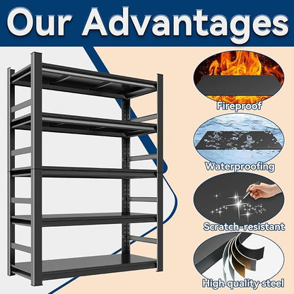 5 Tier Shelving Unit with Sides, Metal Metal Bookshelf, - Image 3