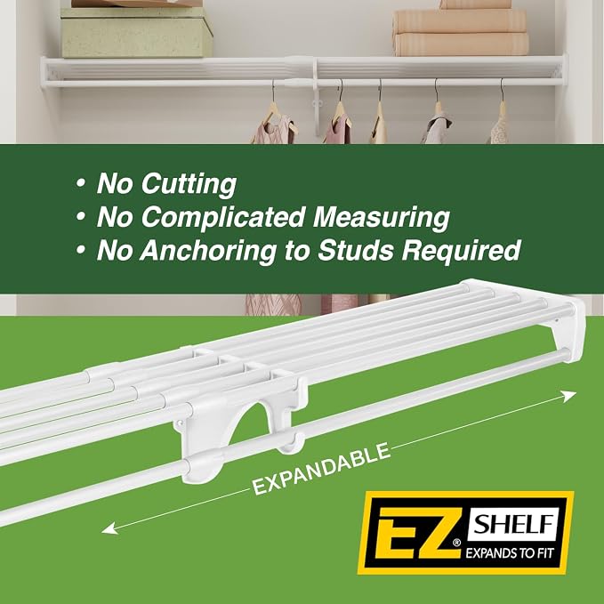 EZ SHELF - Closet Shelf with Hanging Rod - 29" to 49” Expandable, Closet - Image 8