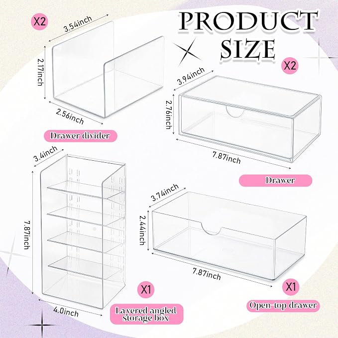 Kathfly 6 Pcs Medicine Cabinet Organizer Acrylic Stackable Clear Makeup - Image 2