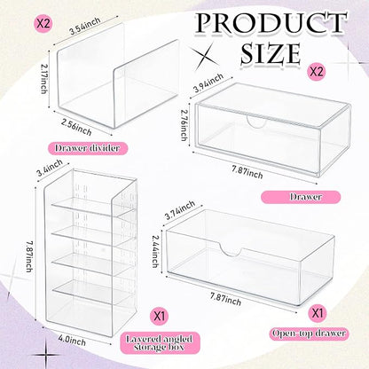 Kathfly 6 Pcs Medicine Cabinet Organizer Acrylic Stackable Clear Makeup - Image 2