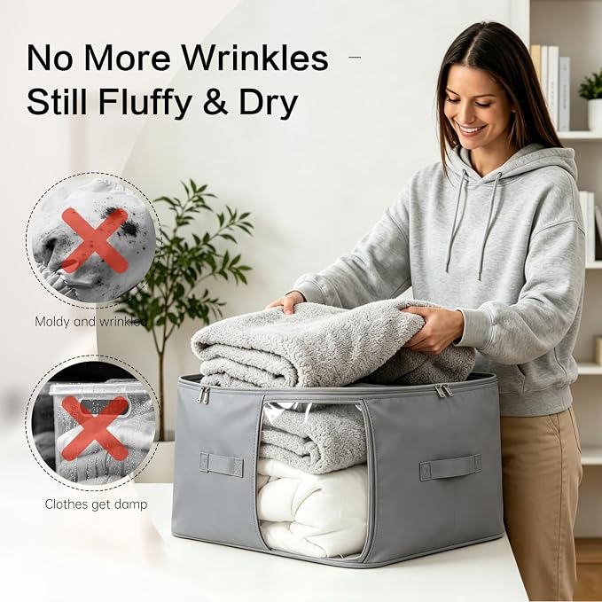 Comforter Storage Bag, Large Capacity Blanket Storage Bags 2-Layer Ultra Space - Image 4