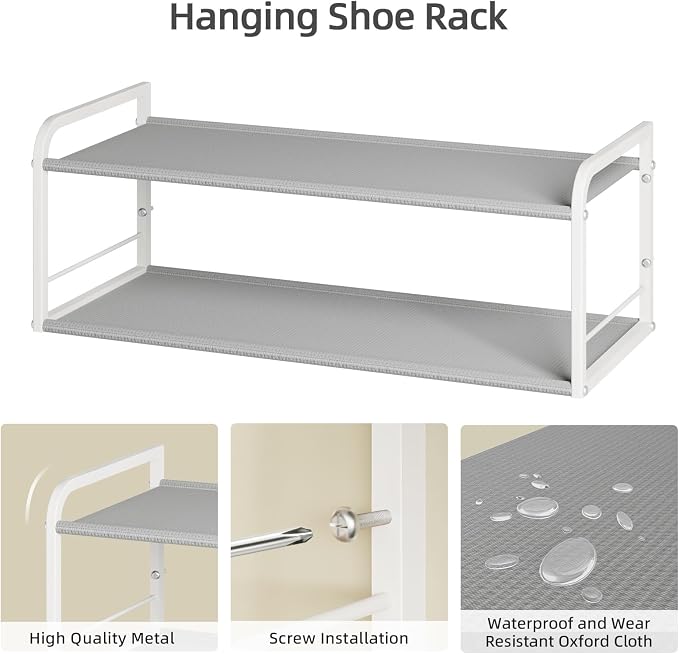 Wall Mounted Shoe Rack, Carbon Steel Shoe Organizer - Image 4
