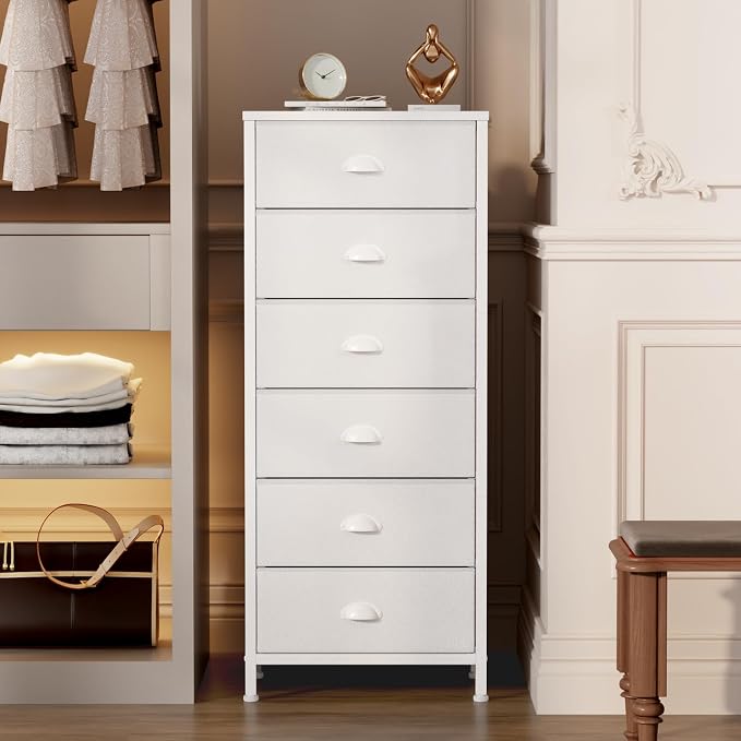 Furnulem White Tall Dresser for Bedroom, Vertical Storage Tower Unit and End - Image 2